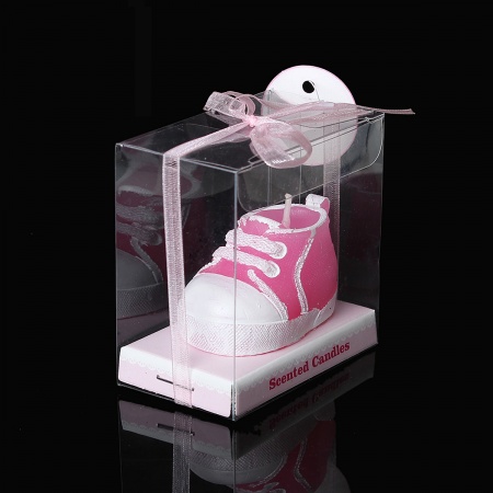 Baby Shower Votive Candles Halloween Favors Shoes Pink 7cm x4cm(2 6/8" x1 5/8"), 2 PCs