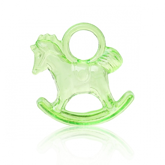 Picture of Acrylic Charms Rocking Horse Grass Green 29mm x 27mm(1 1/8" x1 1/8"), 50 PCs