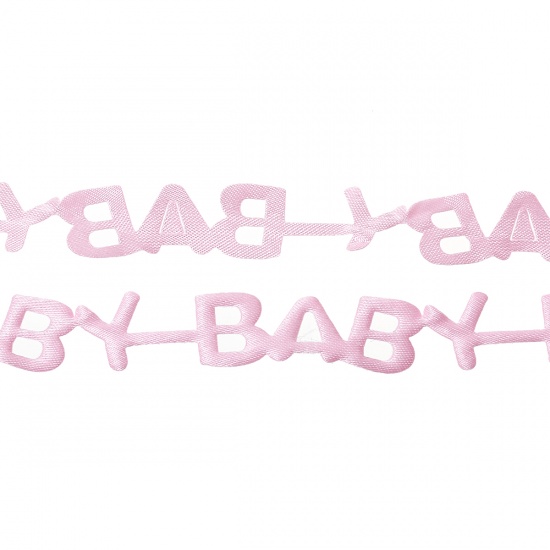 Picture of Polyester Easter Baby Shower Decoration Ribbon Pink Alphabet /Letter "Baby" 13mm( 4/8"), 1 Roll(Approx 20 Yards/Roll)