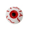 Picture of Resin Dome Cabochon Round Flatback Eye Pupil White & Red 16mm(5/8") Dia, 30 PCs