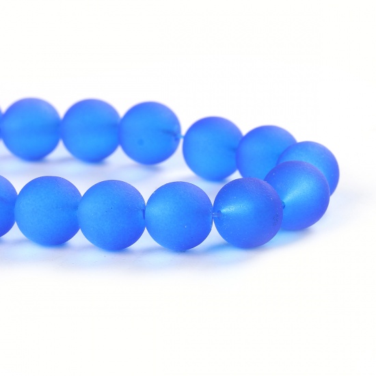 Imagen de Cuentas Vidrio de Ronda , Azul Marino Escarchado 10mm Diámetro, Agujero: acerca de 1.3mm, 80.5cm 86 unidades por 1 Sarta