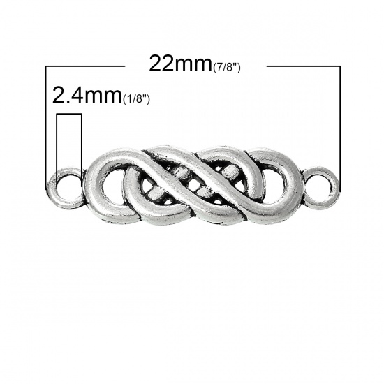 Picture of Connectors Findings Twist Infinity Symbol Antique Silver 22mm x 6mm, 50 PCs