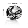 Picture of Zinc Metal Alloy European Style Large Hole Charm Beads Barrel Antique Silver Dog's Footprint & Message "DOG MOM" Carved About 11mm x 10mm, Hole: Approx 5.2mm, 10 PCs