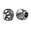 Picture of Zinc Metal Alloy European Style Large Hole Charm Beads Barrel Antique Silver Dog's Footprint & Message "DOG MOM" Carved About 11mm x 10mm, Hole: Approx 5.2mm, 10 PCs