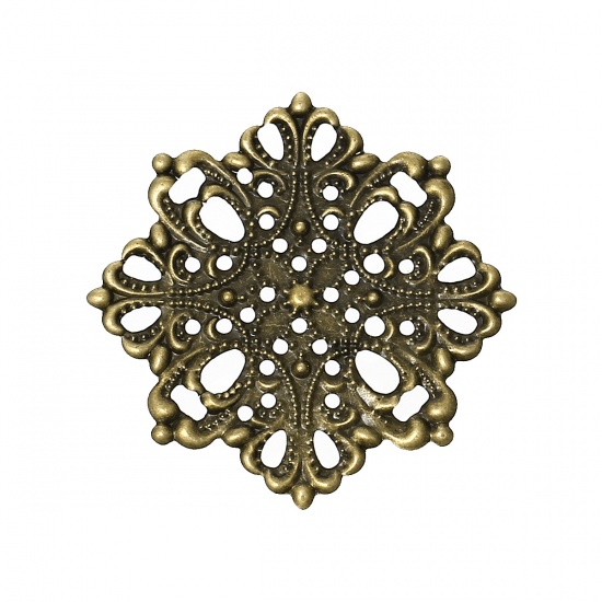 Immagine di Lega di Ferro Cabochon per Abbellimento Fiore Tono del Bronzo 4.4cm x 4.4cm, 100 Pz