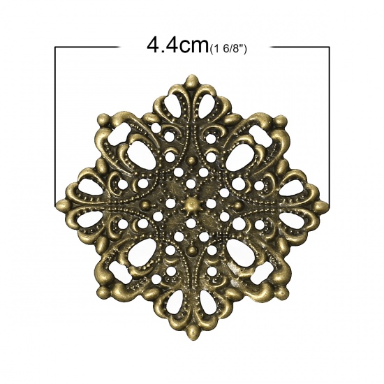 Immagine di Lega di Ferro Cabochon per Abbellimento Fiore Tono del Bronzo 4.4cm x 4.4cm, 100 Pz