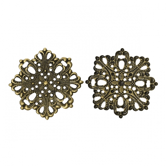 Immagine di Lega di Ferro Cabochon per Abbellimento Fiore Tono del Bronzo 4.4cm x 4.4cm, 100 Pz