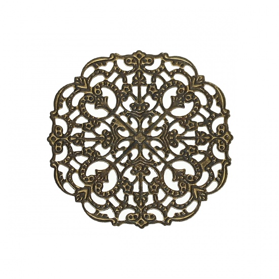 Immagine di Lega di Ferro Cabochon per Abbellimento Quadrato Tono del Bronzo Fiocco di Neve Disegno 5.6cm x 5.6cm, 50 Pz