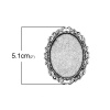 Immagine di Lega di Zinco Spilla Accessori Ovale Argento Antico Basi per Cabochon (Addetti 4cm x 3cm) 5.1cm x 4cm, 25 Pz