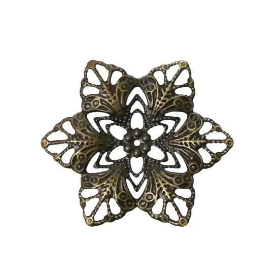 Immagine di Lega di Ferro Cabochon per Abbellimento Fiore Tono del Bronzo 3.5cm x 3cm, 100 Pz