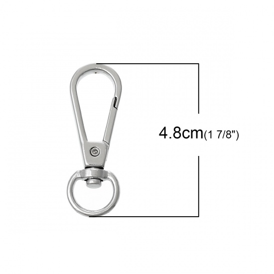 Picture of Zinc Based Alloy Keychain & Keyring Swivel Clasp Silver Tone 48mm x 16mm, 10 PCs