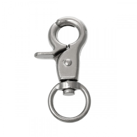 Zinc Based Alloy Keychain & Keyring Swivel Clasp Silver Tone 46mm x 23mm, 10 PCs