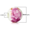 セラミックスビーズ 円形 淡いライラック色 花パターン 約 8mm 直径、 穴：約 2.2mm、 20 個 の画像