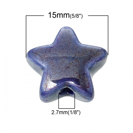 Picture of Ceramics Beads Pentagram Star At Random About 15mm x15mm, Hole: Approx 2.7mm, 10 PCs