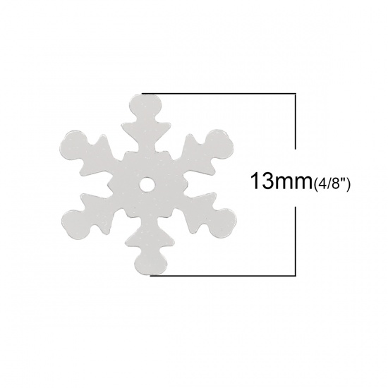 Image de Paillettes en PVC Flocon de Neige de Noël Argent 13mm x 12mm, 5000 Pcs