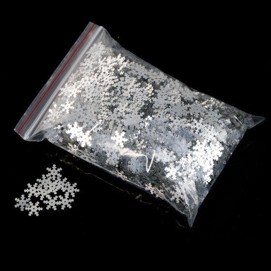 Image de Paillettes en PVC Flocon de Neige de Noël Argent 13mm x 12mm, 5000 Pcs