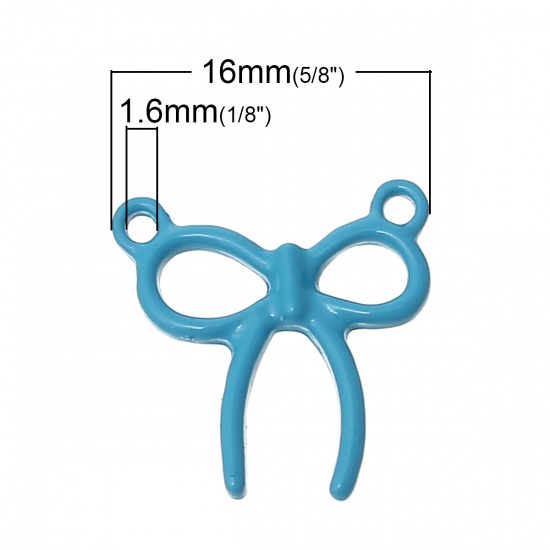 Immagine di Lega di Zinco Connettore Accessori Cravatta a Farfalla Blu Smalto 16mm x 16mm, 50 Pz