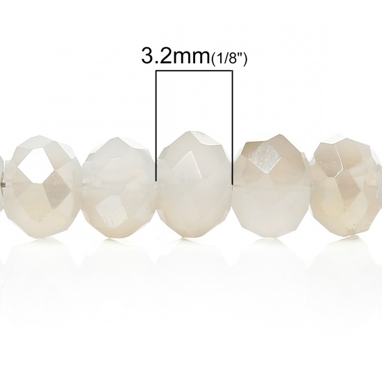 Image de Perles Cristales en Verre Plat-Rond Or Clair & Blanc à Facettes 4mm Dia, Tailles de Trous: 1mm, 46.2cm long, 1 Enfilade(Env.148PCs/Enfilade)