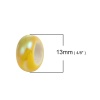 Imagen de Cerámica Cuentas Agujeros Grandes Plano Redondo Amarillo limón Aprox 13mm x 6mm, Agujero: acerca de 6mm-6.4mm, 10 Unidades