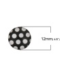 Picture of Glass Dome Seals Cabochons Round Flatback Black Dot Pattern 12mm( 4/8") Dia, 50 PCs