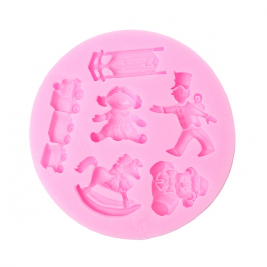 Imagen de Food Grade Silicone Fondant Cake Sugarcraft Clay Mold Round Pink Baby Shower Decoration 7cm(2 6/8") Dia, 2PCs