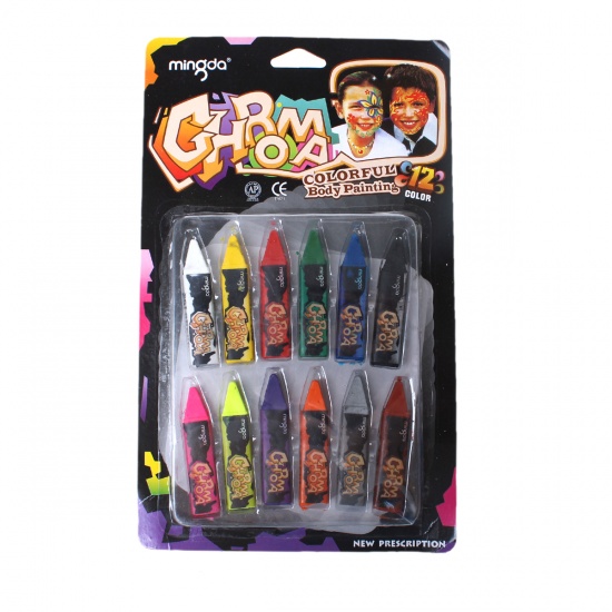 Picture of Face Body Painting Crayon Set Round Party Toy Mixed 28cm x 17cm(11" x6 6/8"), 1 Box