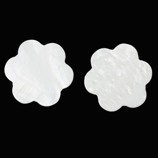 Picture of Natural Shell Cabochons Embellishments Findings Flower White 3.0mm x 3.0mm, 10 PCs