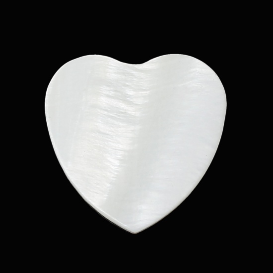 Picture of Shell Cabochons Embellishments Findings Heart Natural 17.0mm x 17.0mm, 30 PCs