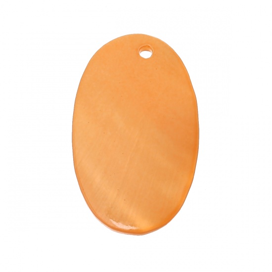 Image de Pendentifs en Coquille Naturelle Ovale Orange 3.6cm x 2.2cm, 20 Pcs