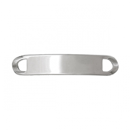 Picture of 304 Stainless Steel Connectors Findings Curve Rectangle Silver Tone 4.2cm(1 5/8"） x 0.8cm（3/8"), 10 PCs