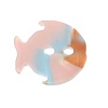 Изображение Акриловые Шитье Пуговицы Рыба Разноцветный С двумя отверстиями с узором “ С Полосами ” 19мм x 18мм, 20 ШТ