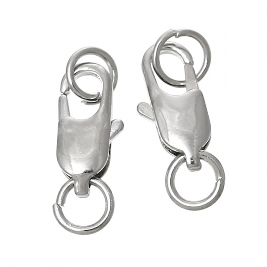 Picture of Zinc Based Alloy Lobster Clasps Silver Tone 19mm x 6mm, 20 PCs