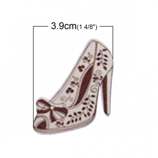 Wood Embellishments Findings High-heeled Shoes Brown Leaf Pattern 4.0cm x 3.9cm , 20 PCs の画像