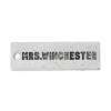 Picture of Zinc Metal Alloy Charm Pendants Rectangle Antique Silver Message " Mrs Winchester " Carved 25mm(1") x 8mm(3/8"), 20 PCs