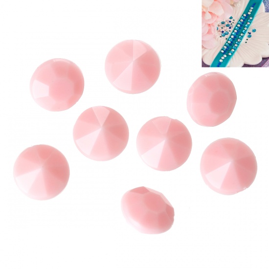 Picture of Acrylic ss38 Pointed Back Rhinestones Round Pink Faceted 8mm(3/8")Dia, 500 PCs