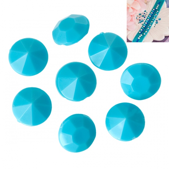 Picture of Acrylic ss38 Pointed Back Rhinestones Round Blue Faceted 8mm(3/8")Dia, 500 PCs