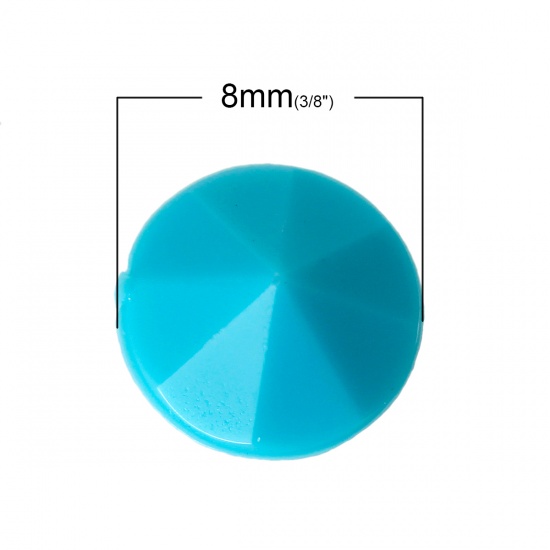 アクリル ラインストーン 円形 ファセット・カット 青 直径： 8mm、 500 個 の画像