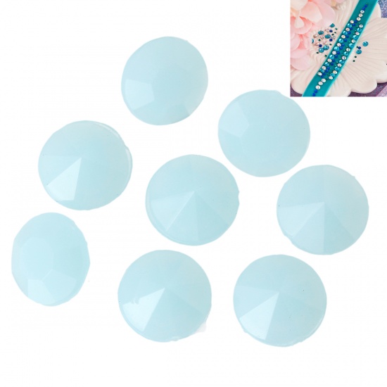Picture of Acrylic ss38 Pointed Back Rhinestones Round Aqua Blue Faceted 8mm(3/8")Dia, 500 PCs