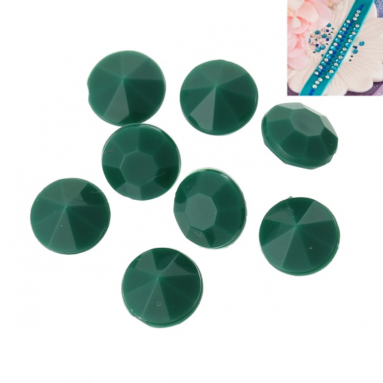 アクリル ラインストーン 円形 ファセット・カット 新緑色 直径： 8mm、 500 個 の画像