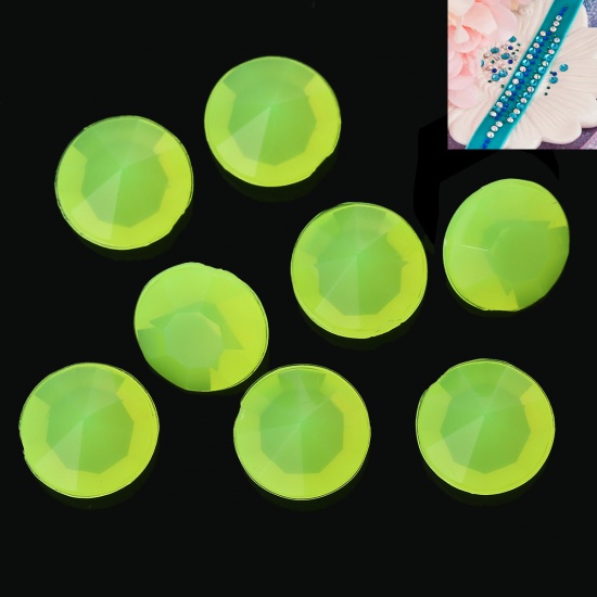 Picture of Acrylic ss38 Pointed Back Rhinestones Round Neon Yellow Faceted 8mm(3/8")Dia, 500 PCs