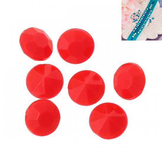 Picture of Acrylic ss28 Pointed Back Rhinestones Round Red Faceted 6mm(2/8") Dia, 1000 PCs