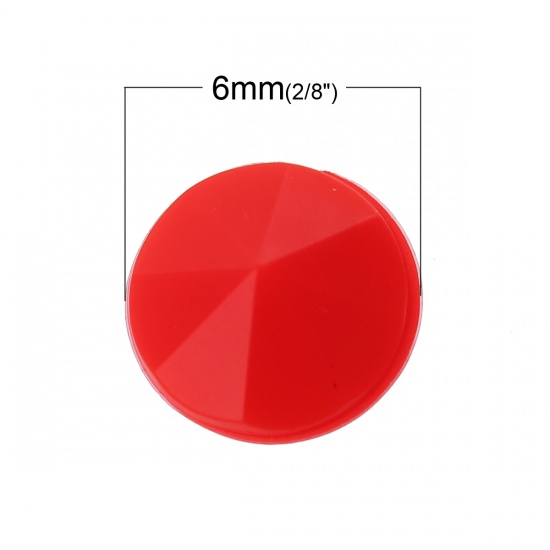 アクリル ラインストーン 円形 ファセット・カット レッド 直径： 6mm、 1000 個 の画像