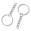 Bild von Eisen(Legierung) Schlüsselkette & Schlüsselring Ring Silberfarbe Muster 57mm x 25mm, 50 Stücke