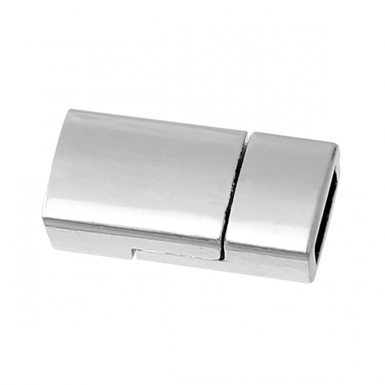 Picture of Zinc Based Alloy Magnetic Clasps Rectangle Silver Tone 17mm x 8mm, 2 Sets