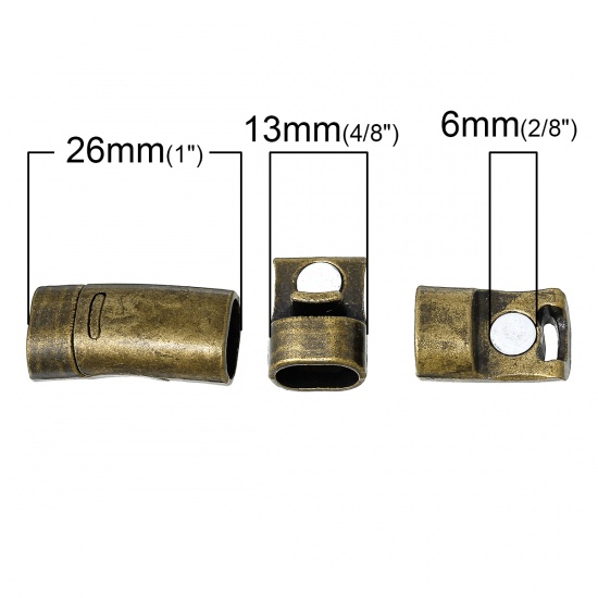 Picture of Zinc Based Alloy Magnetic Clasps Rectangle Antique Bronze 26mm x 13mm, 2 Sets