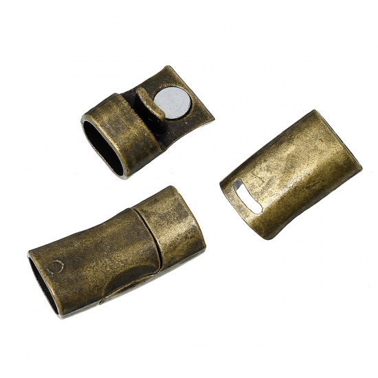 Bild von Zinklegierung Magnetverschluss Rechteck Bronzefarbe, 26mm x 13mm, 2 Sets
