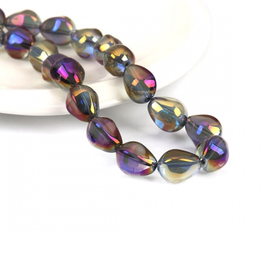 Picture of Glass Loose Beads Teardrop Purple AB Rainbow Color Aurora Borealis Plated Faceted About 17mm x 14mm, Hole: Approx 1.3mm, 10 PCs