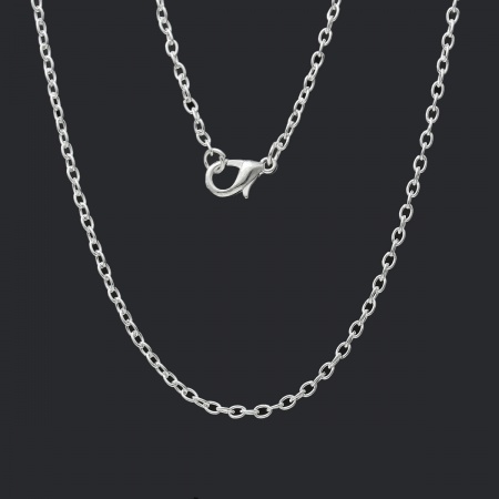 Iron Based Alloy Cable Chain Necklace Silver Plated 62cm(24 3/8") long, Chain Size: 3x2.5mm( 1/8" x 1/8"), 12 PCs