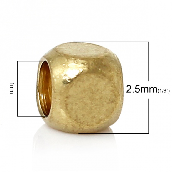 Image de Perles de Rocailles en Cuivre Or Clair carré 2.5mm x 2.5mm, Taille du Trou: 1.0mm, 500 Pcs