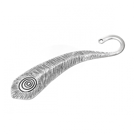Picture of Bookmarks Findings Feather Antique Silver Color Spiral Pattern 10.5cm x 23.0mm, 10 PCs
